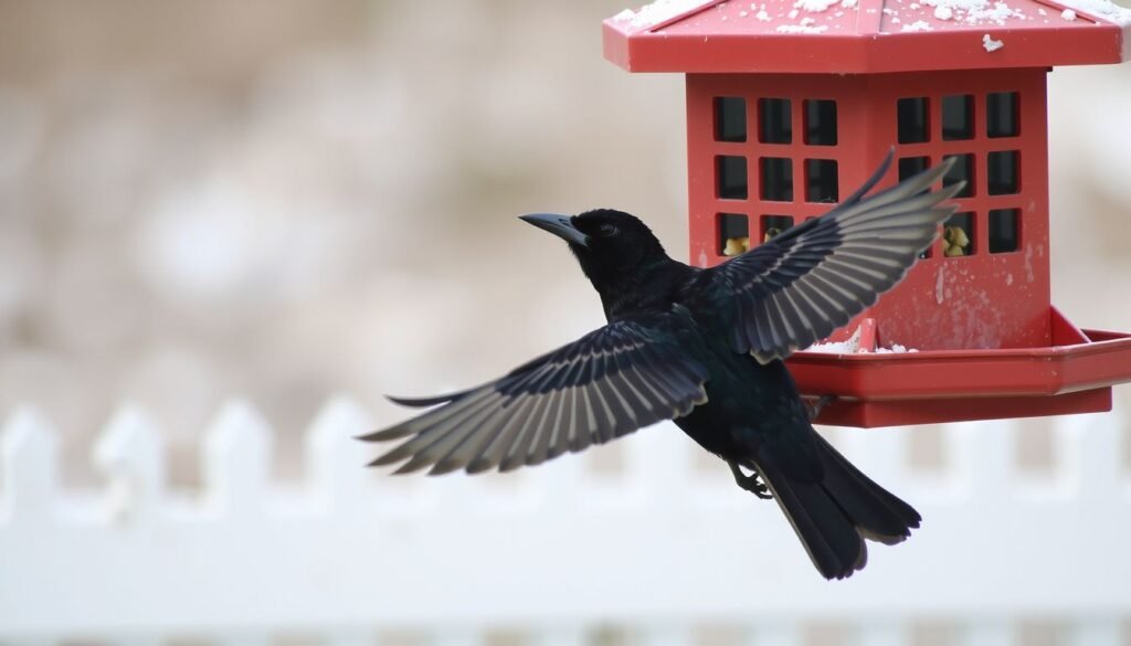 how to get rid of black birds in feeders