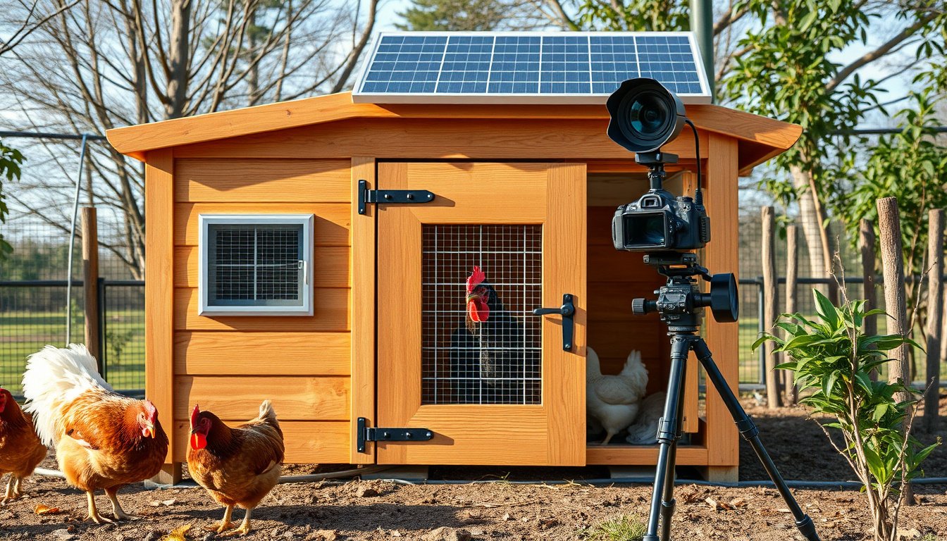 Best solar automatic chicken coop door with camera