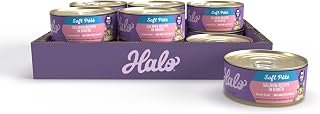 Halo Soft Pate Wet Cat Food, Real Salmon in Broth, 5.5 oz Can, 12-Pack | Natural Ingredients, Grain Free, Complete Digestive Health & Extra Hydration, Canned Cat Food for Adult Cats
