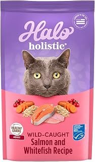 Halo Holistic Dry Cat Food, Wild-Caught Salmon & Whitefish Recipe, 3 lb | Natural Ingredients, Healthy Grains, Complete Digestive Health, Dry Food for Adult Cats